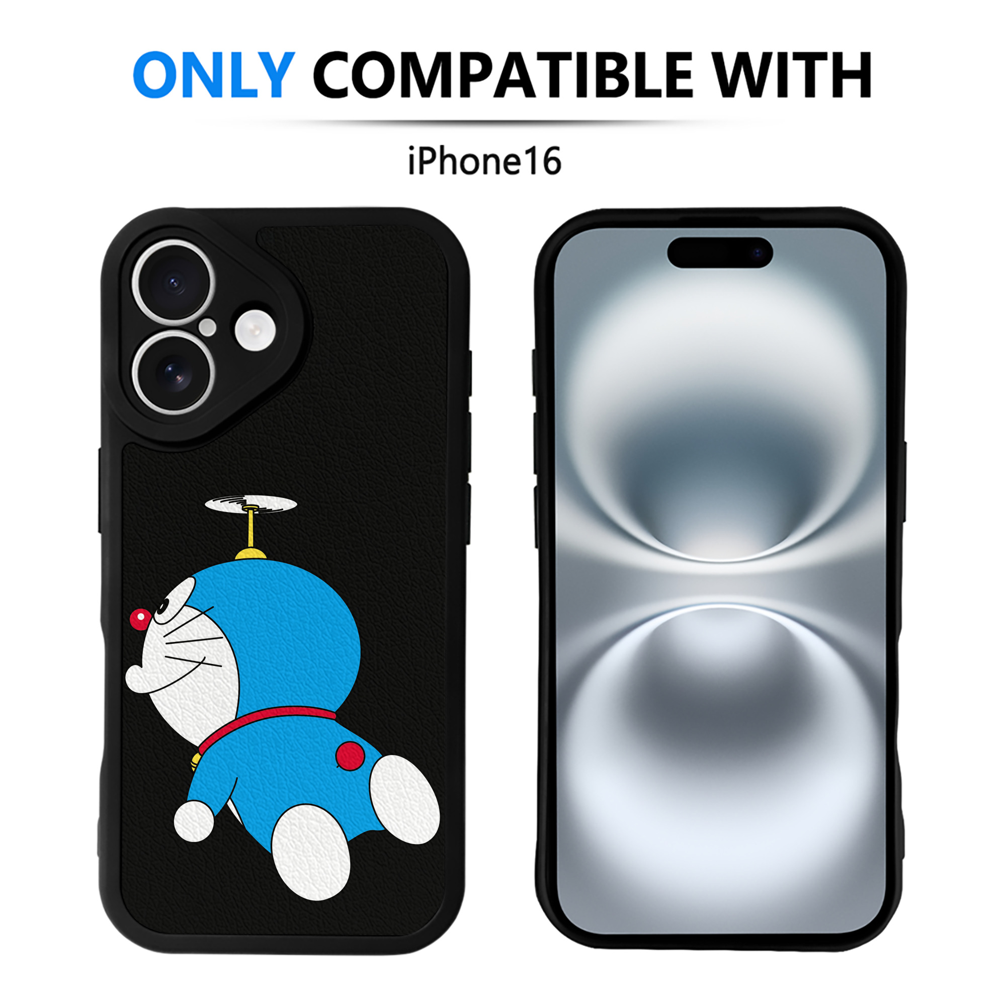 （画像用） ドラえもん Doraemon 【iPhone 16シリーズ対応】シリコンスマホケース（レザー調） 材質：シリコン